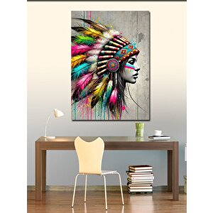 Kanvas Tablo Kızılderili Kadın Portresi 50x70 cm