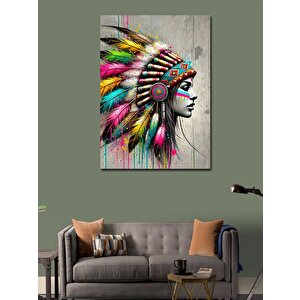Kanvas Tablo Kızılderili Kadın Portresi 50x70 cm