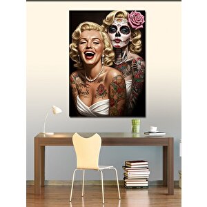 Kanvas Tablo Marilyn Monroe Ve Şeker Kafatası 100x140 cm