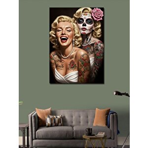 Kanvas Tablo Marilyn Monroe Ve Şeker Kafatası 100x140 cm