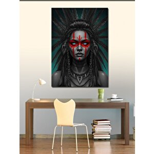 Kanvas Tablo Kızılderili Kadın Portresi 100x140 cm