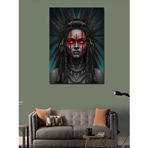Kanvas Tablo Kızılderili Kadın Portresi 100x140 cm
