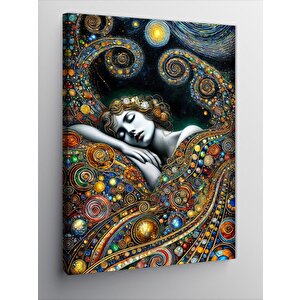 Kanvas Tablo Renkli Yıldızlar Ve Uyuyan Kadın 50x70 cm