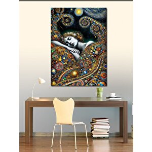 Kanvas Tablo Renkli Yıldızlar Ve Uyuyan Kadın 50x70 cm