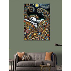 Kanvas Tablo Renkli Yıldızlar Ve Uyuyan Kadın 100x140 cm
