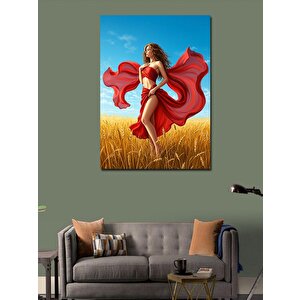 Kanvas Tablo Buğday Tarlasında Kadın 100x140 cm
