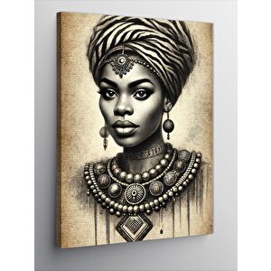Kanvas Tablo Geleneksel Afrika Kadını Portresi 50x70 cm