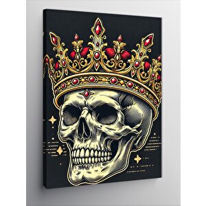 Kanvas Tablo Kafatası Ve Taç Çizimi 100x140 cm