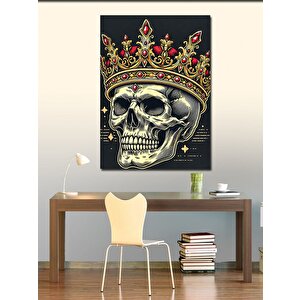 Kanvas Tablo Kafatası Ve Taç Çizimi 100x140 cm