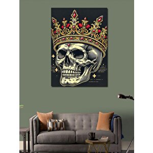 Kanvas Tablo Kafatası Ve Taç Çizimi 100x140 cm