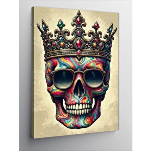 Kanvas Tablo Taçlı Kafatası Çizimi 70x100 cm