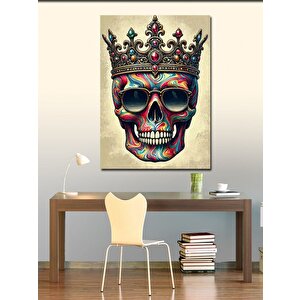 Kanvas Tablo Taçlı Kafatası Çizimi 70x100 cm