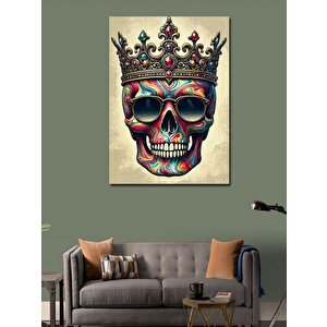 Kanvas Tablo Taçlı Kafatası Çizimi 70x100 cm