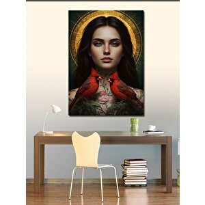 Kanvas Tablo Kırmızı Elbiseli Melek Kadın 100x140 cm