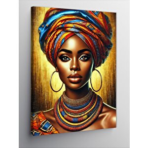 Kanvas Tablo Afrikalı Kadın Ve Canlı Renkler 100x140 cm