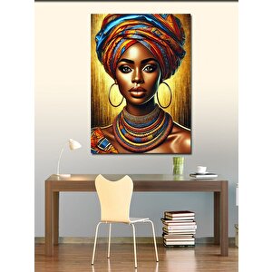 Kanvas Tablo Afrikalı Kadın Ve Canlı Renkler 100x140 cm