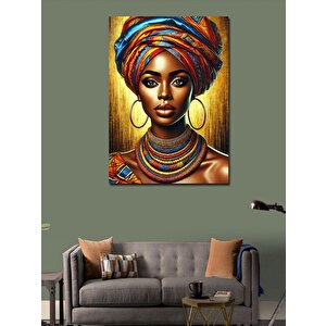 Kanvas Tablo Afrikalı Kadın Ve Canlı Renkler 100x140 cm