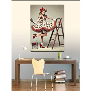 Kanvas Tablo Merdivende Retro Kadın 100x140 cm