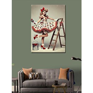 Kanvas Tablo Merdivende Retro Kadın 100x140 cm