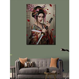 Kanvas Tablo Kılıç Tutan Geleneksel Japon Kadını 50x70 cm