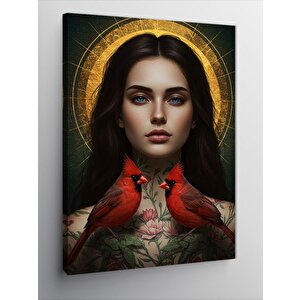 Kanvas Tablo Kırmızı Elbiseli Melek Kadın 70x100 cm