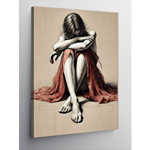 Kanvas Tablo Üzgün Kadın Figürü 50x70 cm