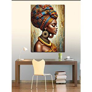 Kanvas Tablo Renkli Başörtülü Afrikalı Kadın 50x70 cm