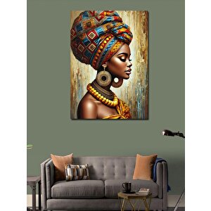Kanvas Tablo Renkli Başörtülü Afrikalı Kadın 100x140 cm