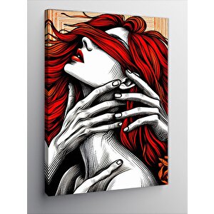 Kanvas Tablo Kırmızı Saçlı Kadın Figürü 70x100 cm