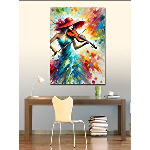 Kanvas Tablo Keman Çalan Renkli Kadın 70x100 cm
