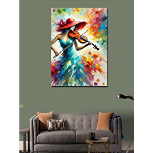 Kanvas Tablo Keman Çalan Renkli Kadın 70x100 cm