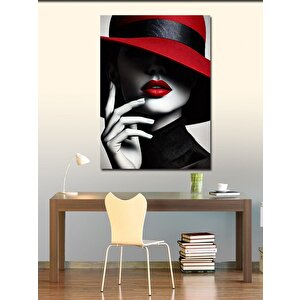 Kanvas Tablo Kırmızı Şapkalı Kadın 70x100 cm