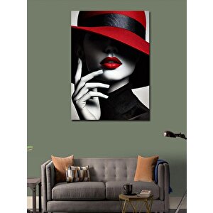 Kanvas Tablo Kırmızı Şapkalı Kadın 70x100 cm