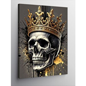 Kanvas Tablo Taçlı Kafatası Çizimi 50x70 cm
