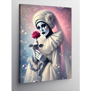 Kanvas Tablo Maske Takan Palyaço Kadın 70x100 cm