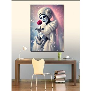 Kanvas Tablo Maske Takan Palyaço Kadın 70x100 cm