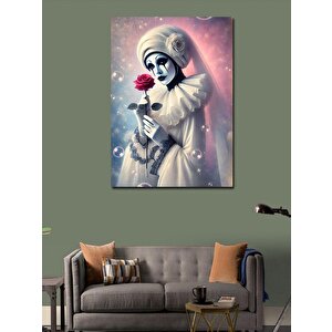 Kanvas Tablo Maske Takan Palyaço Kadın 70x100 cm