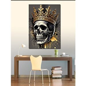 Kanvas Tablo Taçlı Kafatası Çizimi 100x140 cm