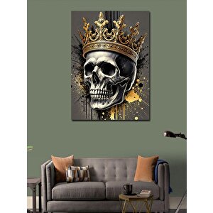 Kanvas Tablo Taçlı Kafatası Çizimi 70x100 cm