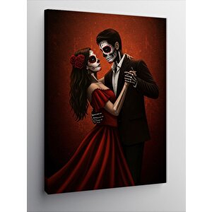 Kanvas Tablo Şeker Kafatası İle Dans Eden Çift 70x100 cm