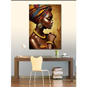 Kanvas Tablo Afrikalı Kadın Ve Geleneksel Şıklık 70x100 cm