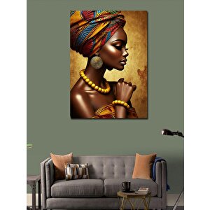 Kanvas Tablo Afrikalı Kadın Ve Geleneksel Şıklık 70x100 cm