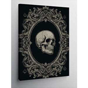 Kanvas Tablo Kafatası Ve Gotik Çerçeve 70x100 cm