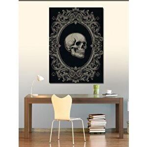 Kanvas Tablo Kafatası Ve Gotik Çerçeve 70x100 cm