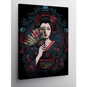 Kanvas Tablo Geleneksel Japon Kadın Ve Yelpaze 50x70 cm