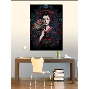 Kanvas Tablo Geleneksel Japon Kadın Ve Yelpaze 50x70 cm