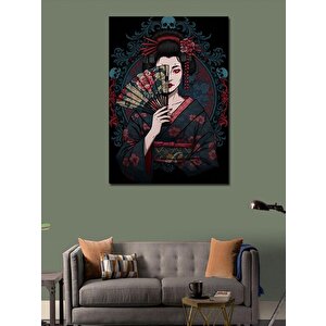 Kanvas Tablo Geleneksel Japon Kadın Ve Yelpaze 50x70 cm
