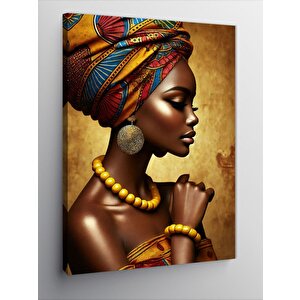 Kanvas Tablo Afrikalı Kadın Ve Geleneksel Şıklık 100x140 cm
