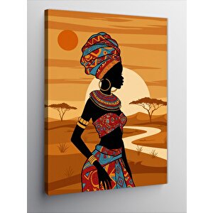 Kanvas Tablo Afrikalı Kadın Ve Çöl Manzarası 100x140 cm