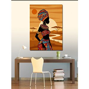 Kanvas Tablo Afrikalı Kadın Ve Çöl Manzarası 100x140 cm